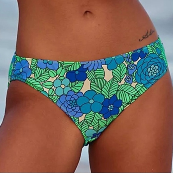 New Anna Sui x Free People Beckoning Blossoms Med Green Purple Floral 2pc Bikini - Picture 4 of 11